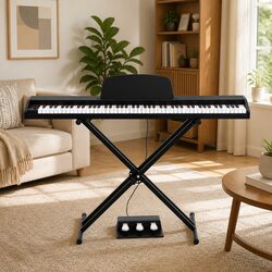 88 Key Electronic Piano Keyboard with Stand Sheet Music Holder Sustain Pedal