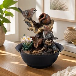 Tabletop Water Fountain LED Colour Changing Bird Indoor Desktop Relaxation Decor