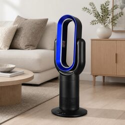 Bladeless Fan Cooler Heater Tower Remote Control Quiet Portable 35W Black
