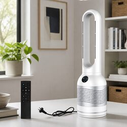 Bladeless Fan Cooler Heater Air Purifier 3in1 HEPA Filter 80° Oscillation 8