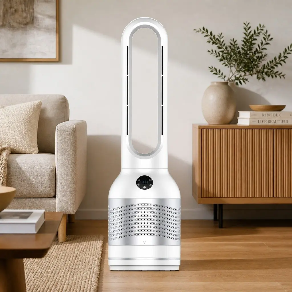 Bladeless Fan Cooler Heater Air Purifier 3in1 HEPA Filter 80° Oscillation 8