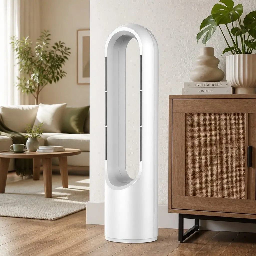Bladeless Fan Cooler Heater Air Purifier 3in1 HEPA Filter 80° Oscillation 8