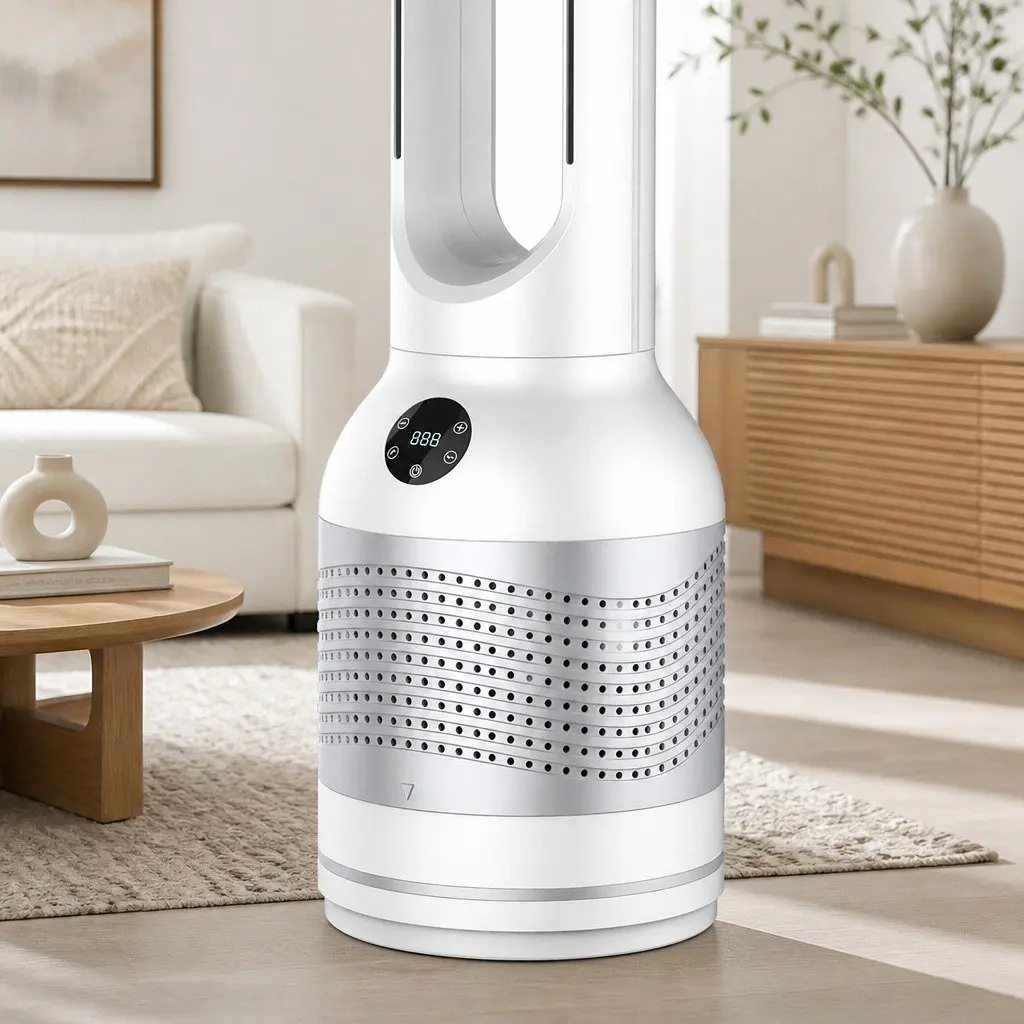 Bladeless Fan Cooler Heater Air Purifier 3in1 HEPA Filter 80° Oscillation 8