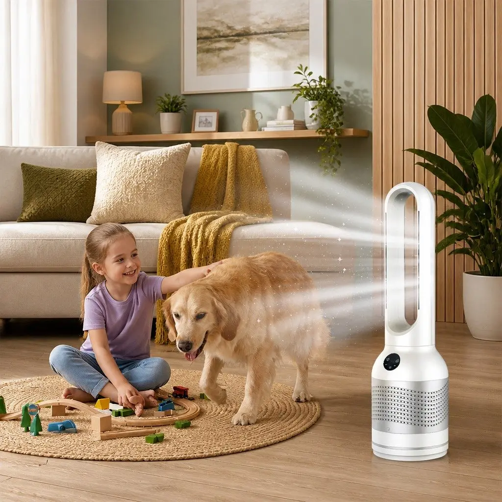 Bladeless Fan Cooler Heater Air Purifier 3in1 HEPA Filter 80° Oscillation 8