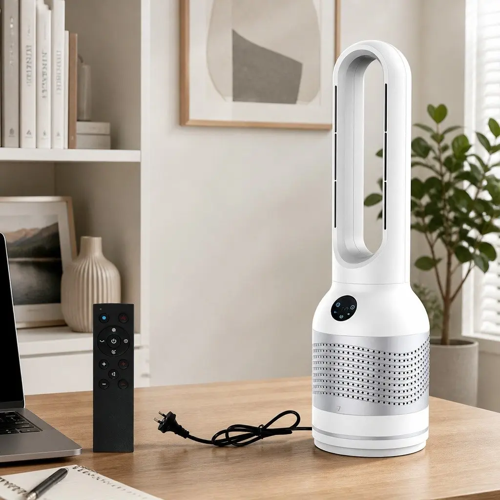 Bladeless Fan Cooler Heater Air Purifier 3in1 HEPA Filter 80° Oscillation 8