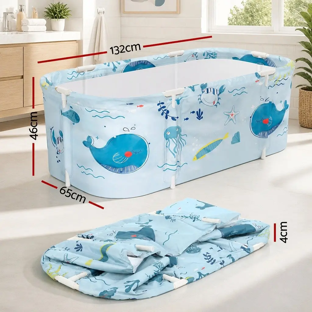 Foldable Bathtub Portable Spa Bucket Inflatable Cushion Indoor Outdoor 134x65cm