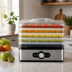 Food Dehydrator 5 Stainless Steel Trays Adjustable Temperature Healthy Snacks
