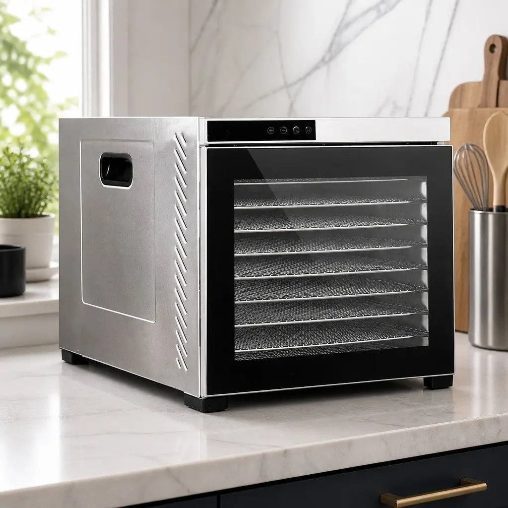 Food Dehydrator Stainless Steel 10 Trays Digital LCD Touch Control Silver