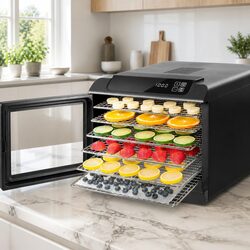 Food Dehydrator 6 Trays Black Stainless Steel Fruit Jerky Meat Dryer Machine