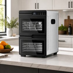 Food Dehydrator 12 Trays Dual-Zone Stainless Steel Fruit Jerky Dryer LED Control