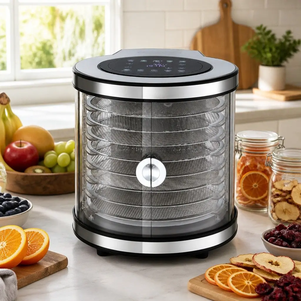 Food Dehydrator 8 Trays Stainless Steel Auto-Rotate 10 Programs LED Touch Panel