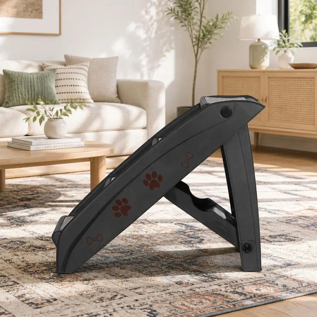 Dog Ramp Steps Portable Foldable Black for Bed Sofa Car