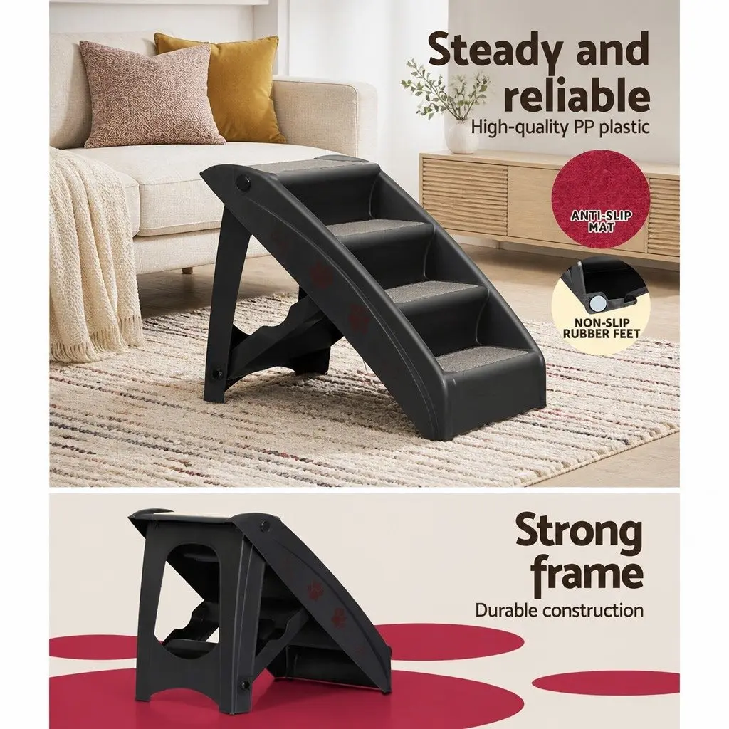 Dog Ramp Steps Portable Foldable Black for Bed Sofa Car