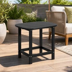 Outdoor Side Table HDPE Patio Furniture Coffee Desk Garden Camping Black 47.5cm