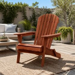 Wooden Adirondack Chair Foldable Outdoor Patio Furniture Brown Garden Relaxation