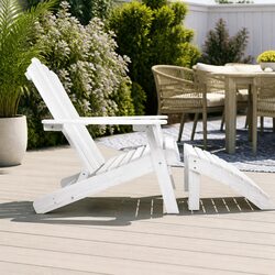 Adirondack Outdoor Lounge Set 5PC White Wooden Patio Furniture Chair Table