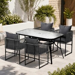 5PC Outdoor Dining Set Black Table Chairs Patio Furniture Garden Bistro Mesh