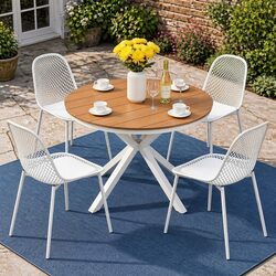 5 Piece Outdoor Dining Set Table 4 Chairs Patio Garden Furniture Modern Design