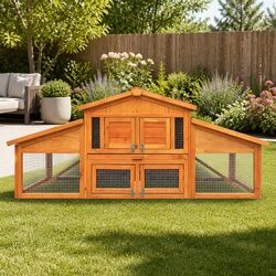 Large Wooden Chicken Coop Rabbit Hutch 169cm Pet House Run Cage Enclosure