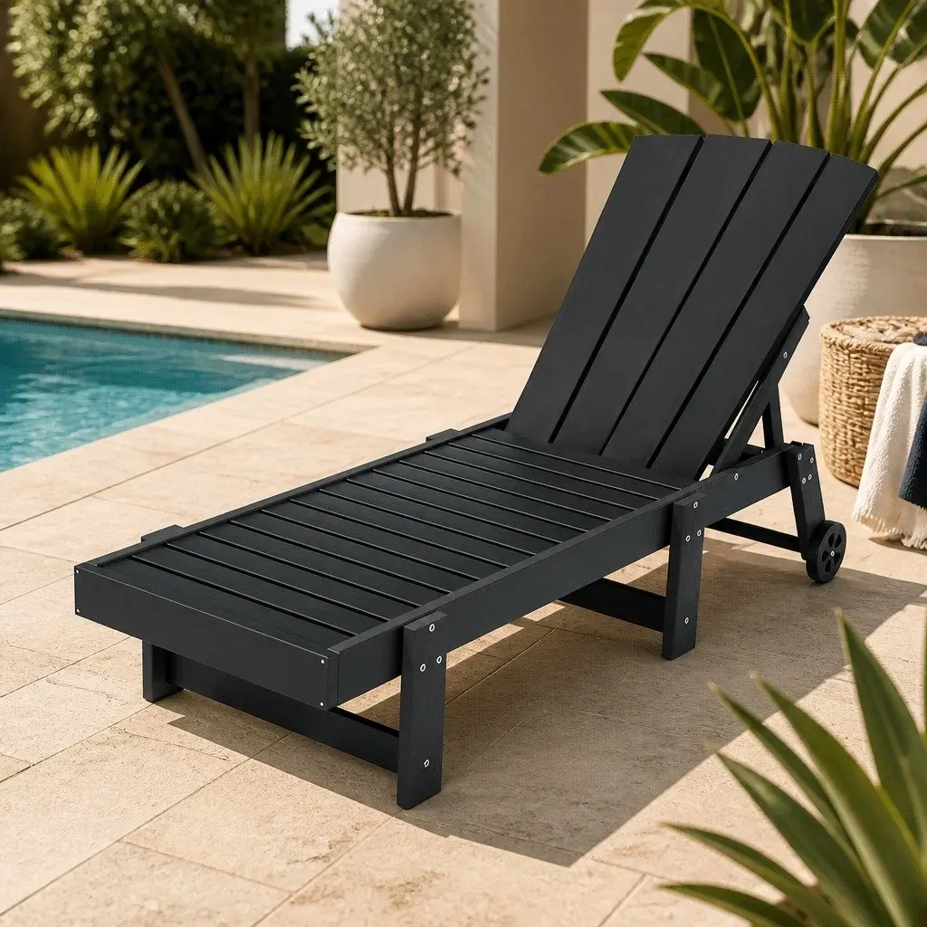 Sun Lounger Chaise Lounge Chair 4-Position Adjustable Recliner Outdoor Patio