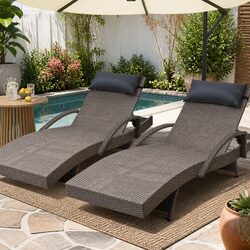 Sun Lounge Wicker Lounger Outdoor Furniture Adjustable Armchair Beach Recliner
