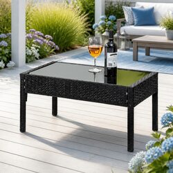 Outdoor Sofa Set 4 Seater Wicker Lounge Chairs Table with Storage Cover