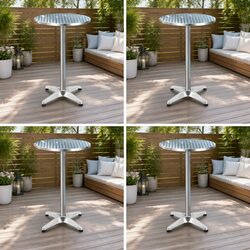 Set of 4 Outdoor Bar Tables Round Adjustable Height 70/110cm Foldable Patio