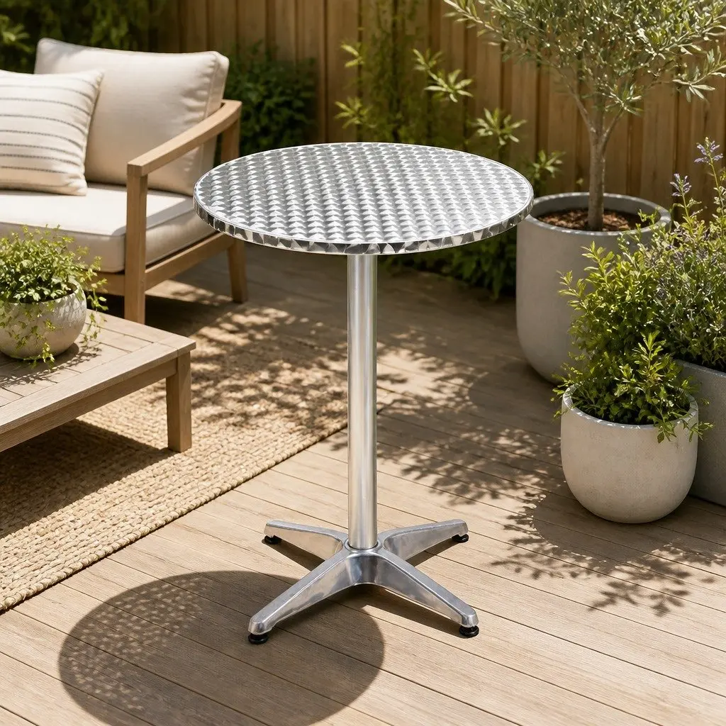 Set of 6 Outdoor Bar Tables Round Adjustable Height 70/110cm Foldable Patio