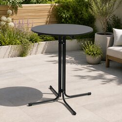 Outdoor Bar Table Round Folding Patio Furniture Desk Top Black 109cm Height