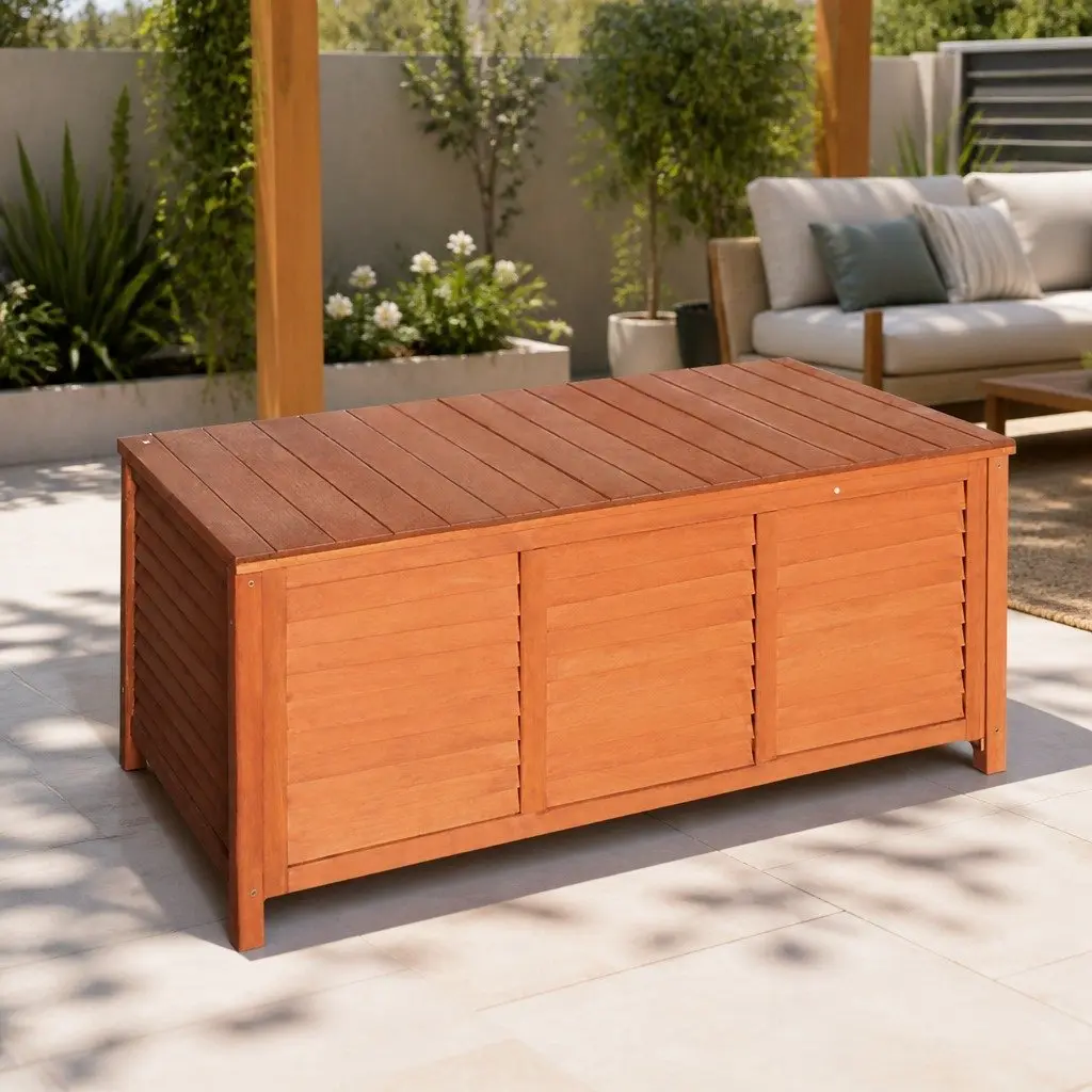 Outdoor Storage Bench Box 210L Wooden Patio Garden Furniture Seat Chair Deck Box