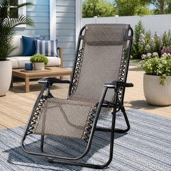 Zero Gravity Reclining Chair Folding Outdoor Lounge Adjustable Camping Beige