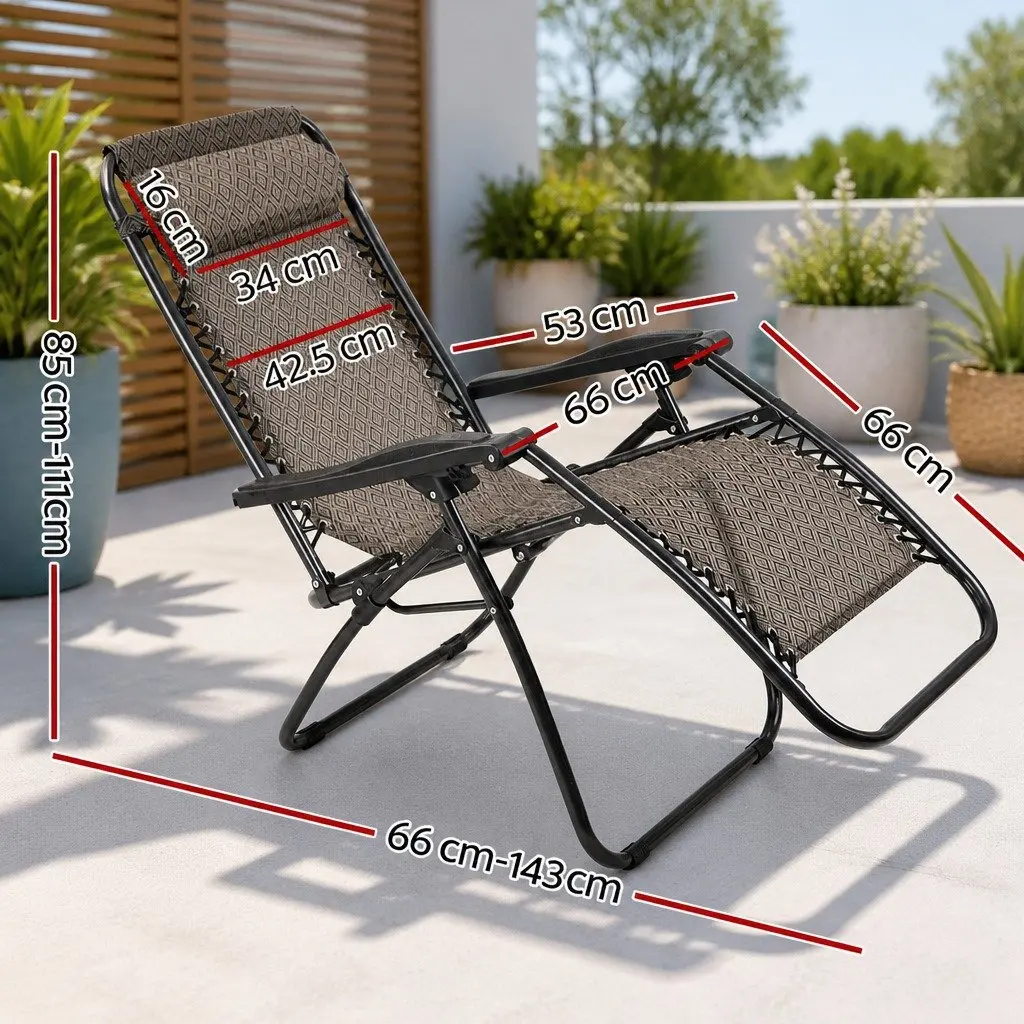 Zero Gravity Reclining Chair Folding Outdoor Lounge Adjustable Camping Beige