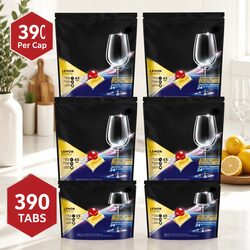 Dishwasher Tablets Ultimate Pro Lemon 390 Pack Powerful Clean Stubborn Food