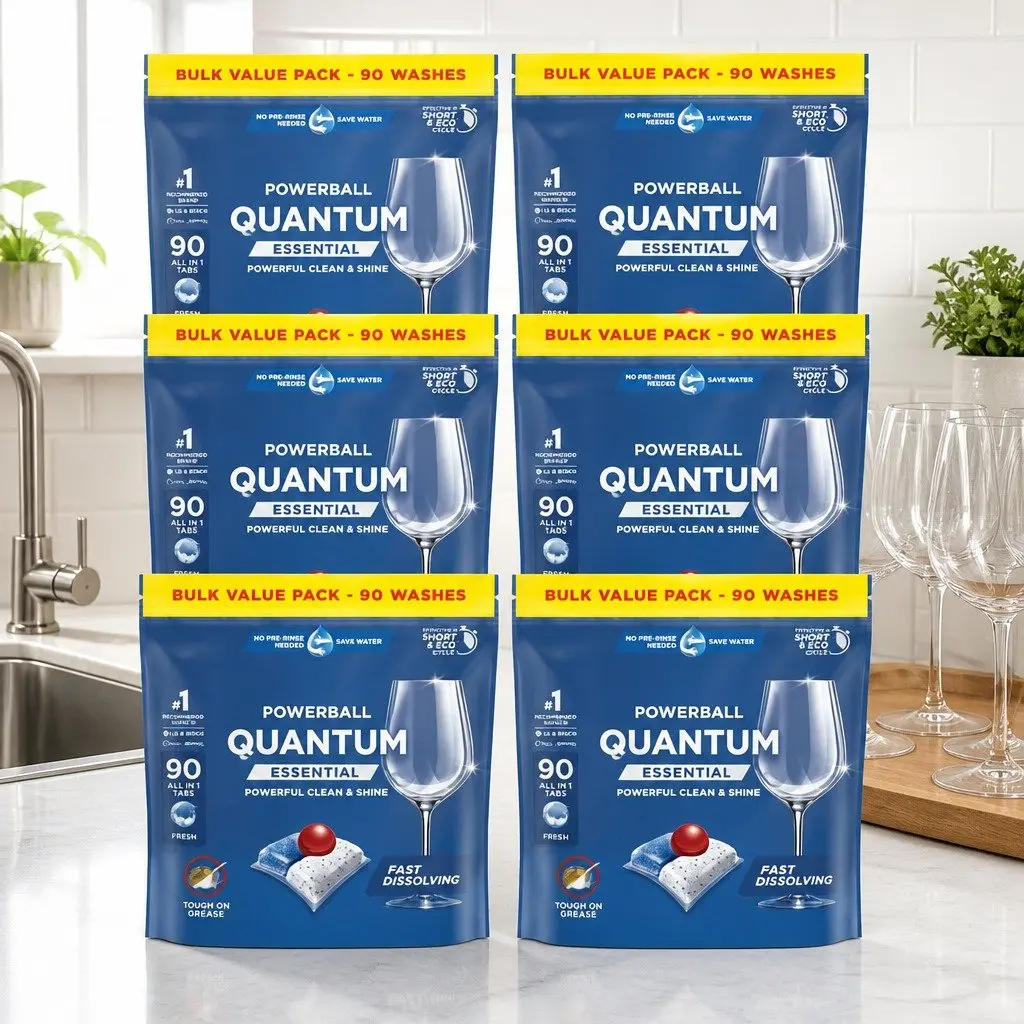 Quantum Essential Dishwasher Tablets 540 Pack Biodegradable Eco-Friendly