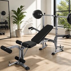 Weight Bench 8 in 1 Adjustable Home Gym Press Station Multi Exercise Black