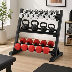 Dumbbell Rack 3-Tier Heavy Duty Weight Storage Home Gym Kettlebell Organiser