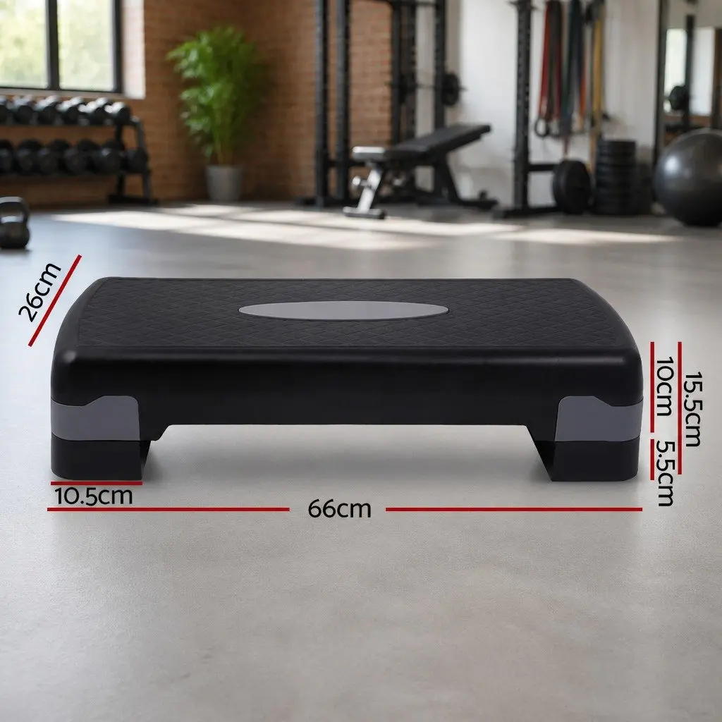 Aerobic Step Adjustable Fitness Training Platform Wide Stepping Surface Anti-Slip Grey