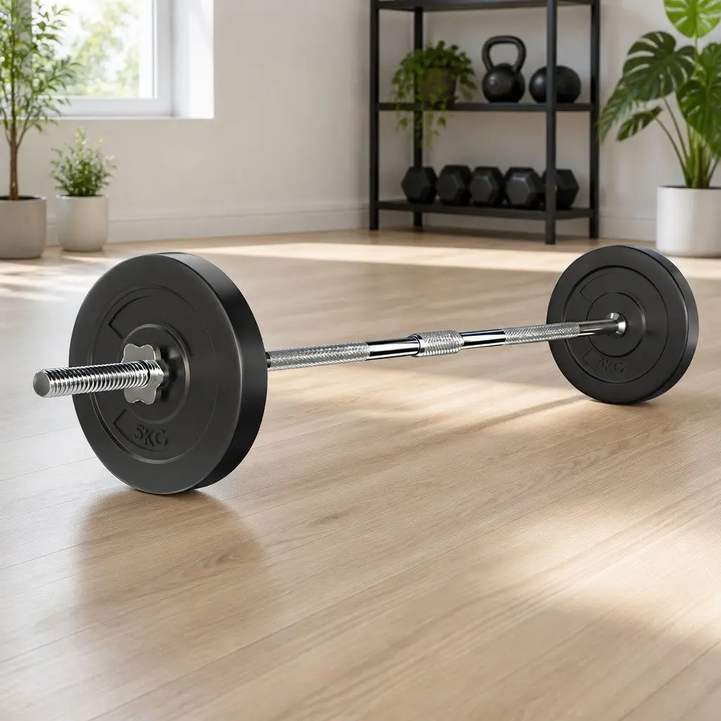 18kg Barbell Set Weight Plates Home Gym Exercise Bench Lifting Training Kit