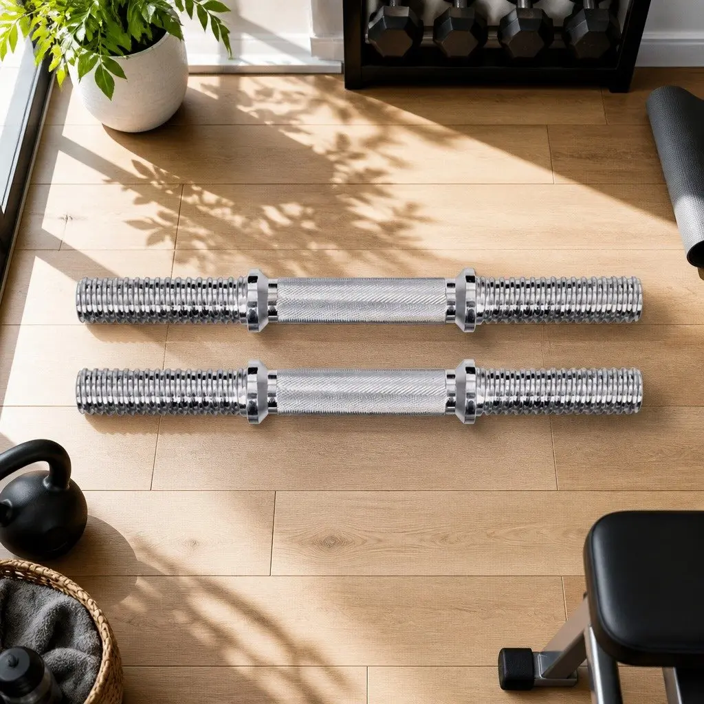 Dumbbell Bar Steel Chrome Plated 45cm 150kg Weight Capacity