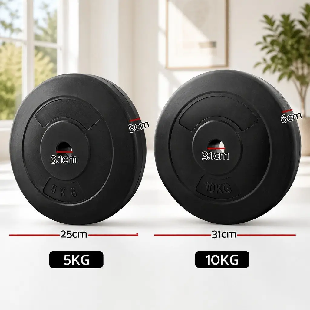 Barbell Weight Plates 30kg Standard 31mm Rubber Surface Black