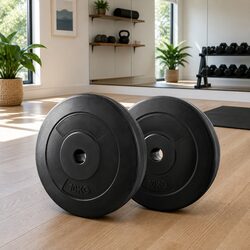 Weight Plates Standard Barbell 2X 10kg Cast Cement Home Gym Lifting Black