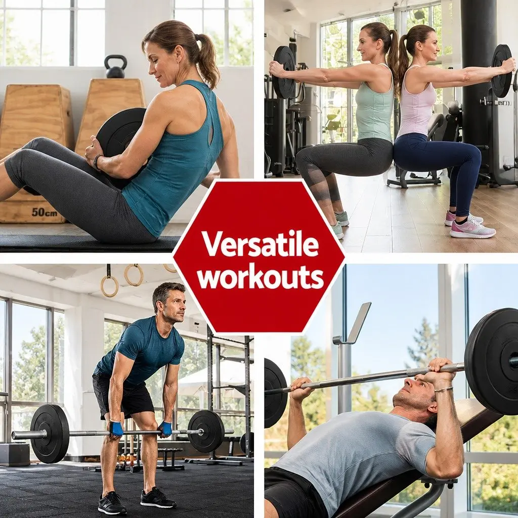 Barbell Weight Plates Set Standard 31mm Rubber Surface Black Home Gym Fitness Exercise