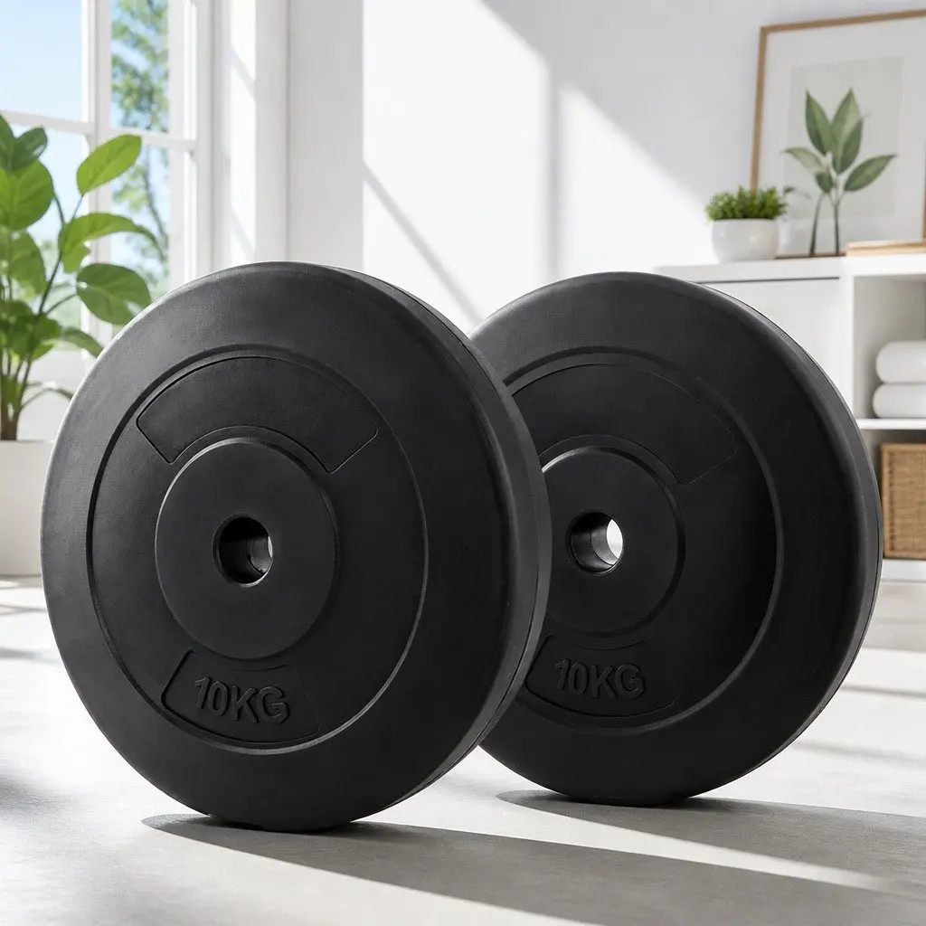 Barbell Weight Plates Standard 31mm Heavy Duty Rubber Surface 80kg Black