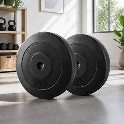 Weight Plates 2X 5kg Standard Barbell Plate Home Gym Free Weights Black