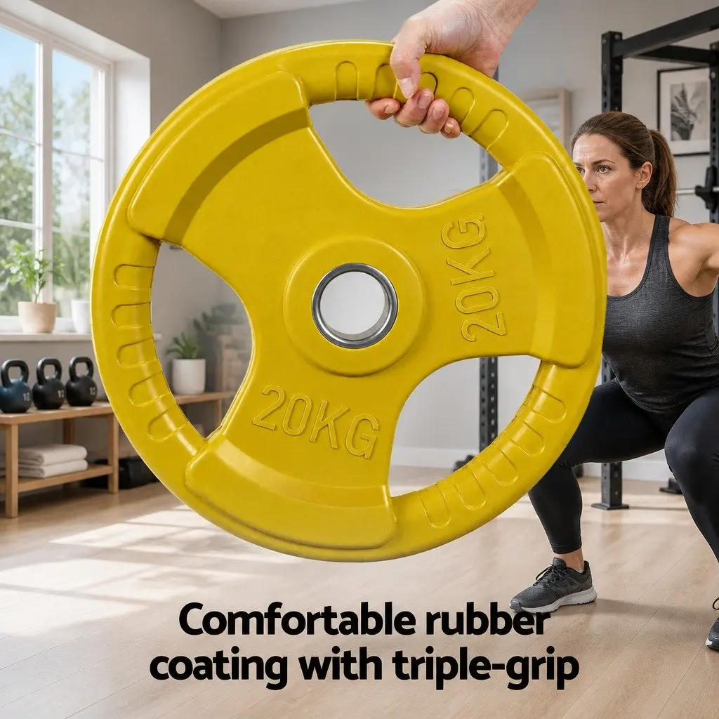 Cast Iron Weight Plates 20kg Pair Heavy-duty Rubber Coated for Dumbbell Barbell Home Gym