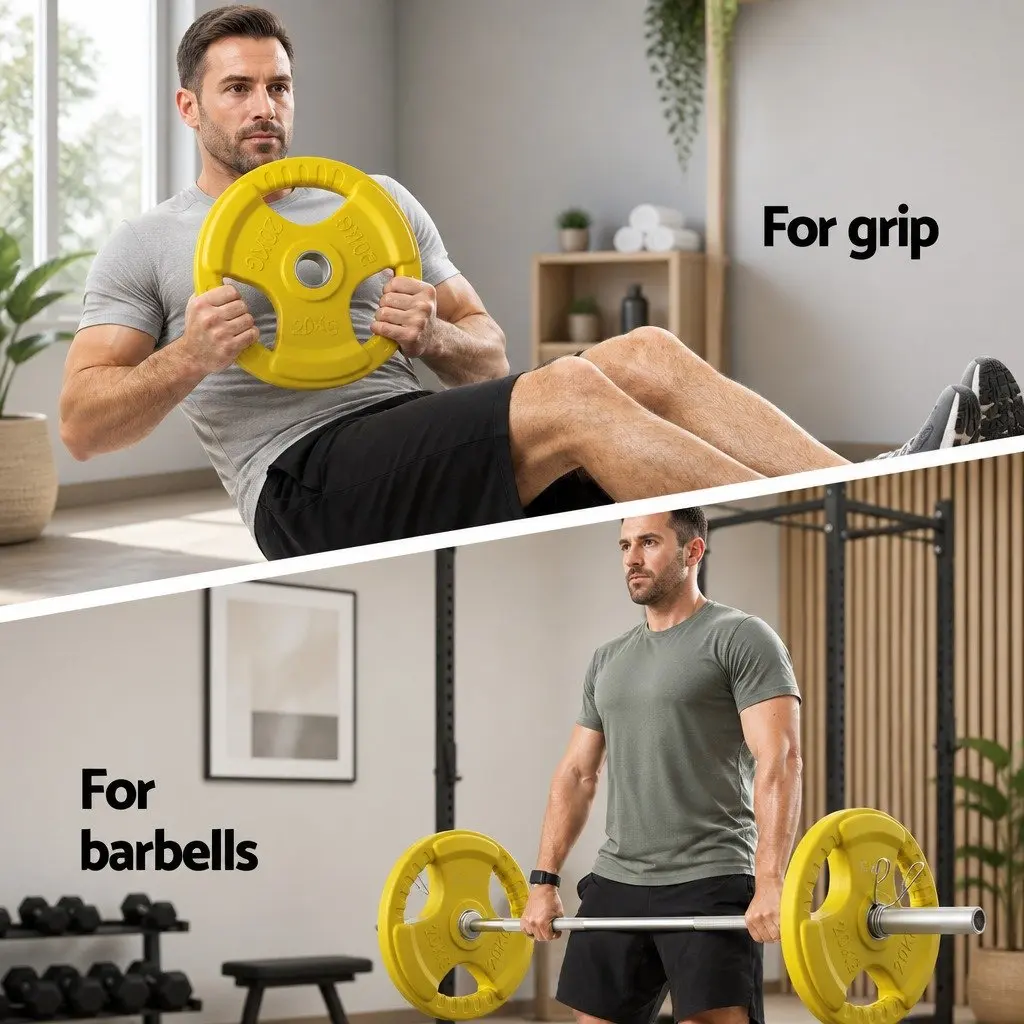 Cast Iron Weight Plates 20kg Pair Heavy-duty Rubber Coated for Dumbbell Barbell Home Gym