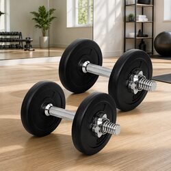 10kg Dumbbell Set Adjustable Weight Plates Non-Slip Handle Home Gym Fitness