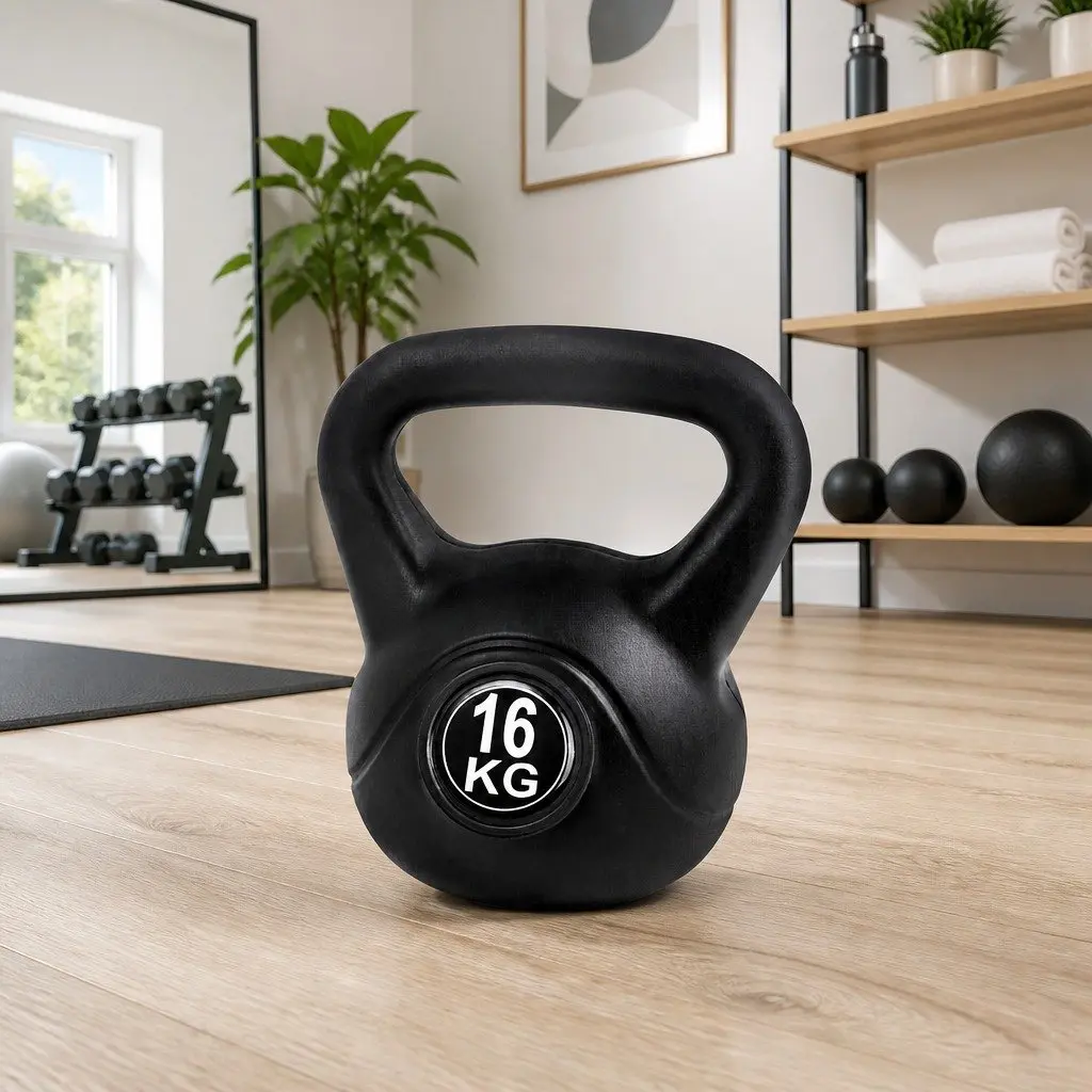 16kg Kettlebell Black Home Gym Weight Lifting Training Exercise Free Weight