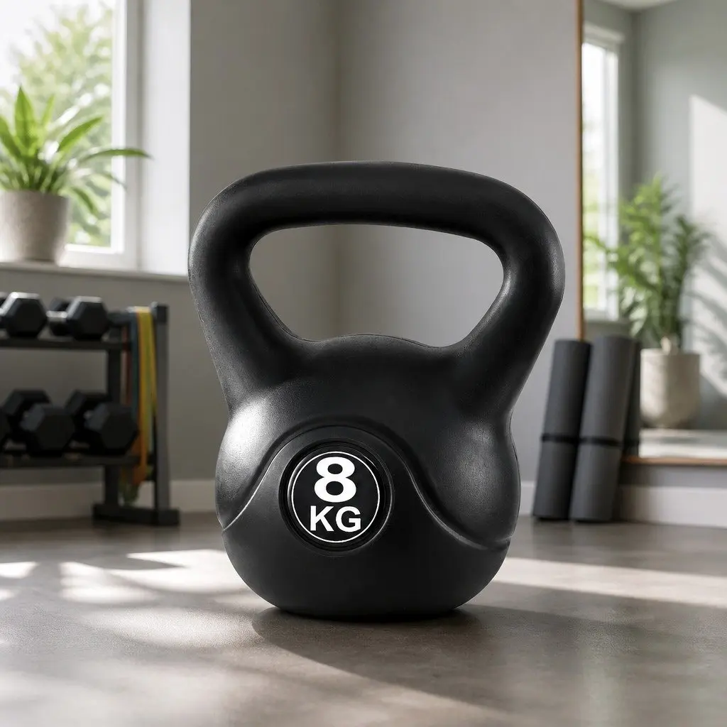 8kg Kettlebell Home Gym Weight Training Equipment Anti-slip Grip Black