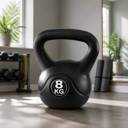 8kg Kettlebell Home Gym Weight Training Equipment Anti-slip Grip Black